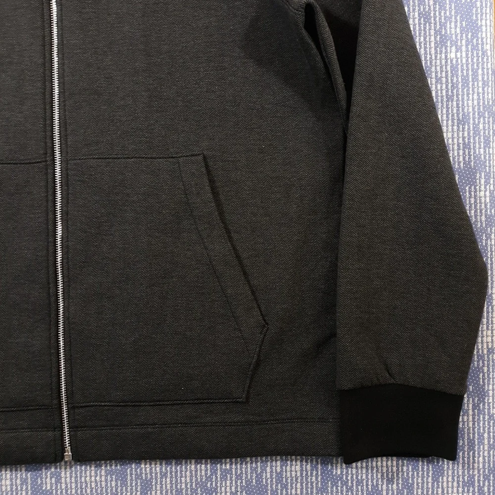 Banana Republic Herringbone Jacket Full Zip Gray Mens Size XL Stretch Bomber